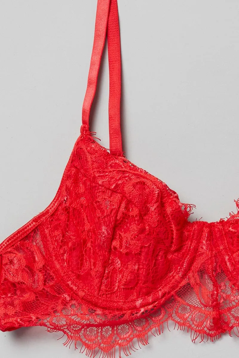 Red Lace Lingerie Set sold by Ally Fashion product image thumbnail 2