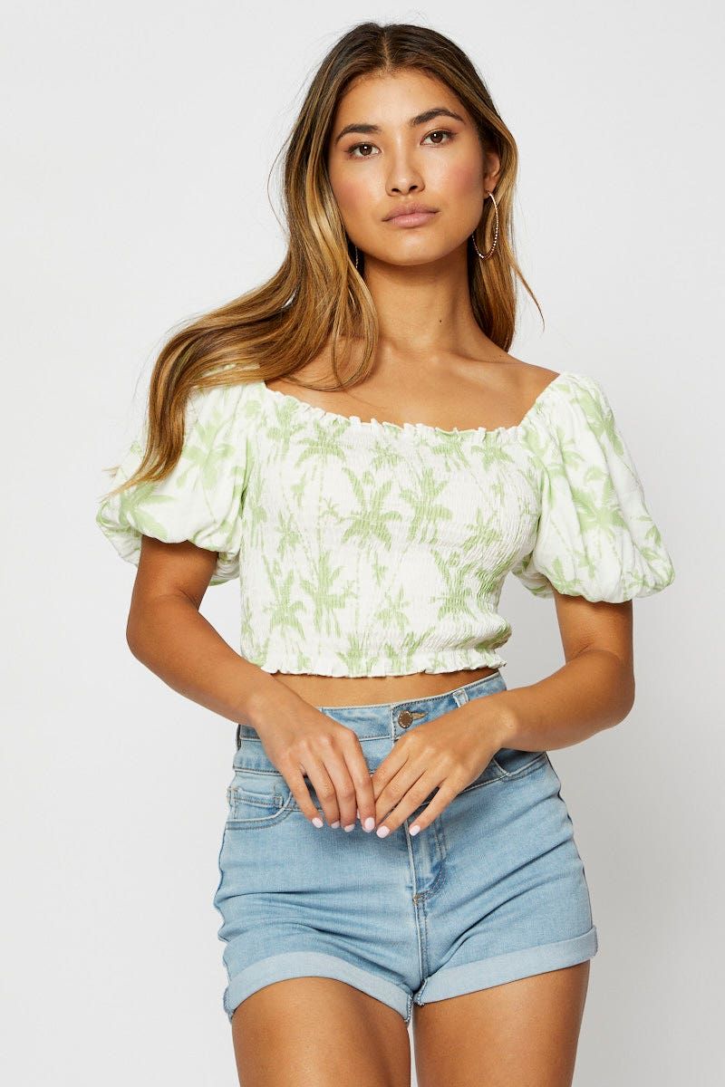 Print Crop Top Short Sleeve sold by Ally Fashion