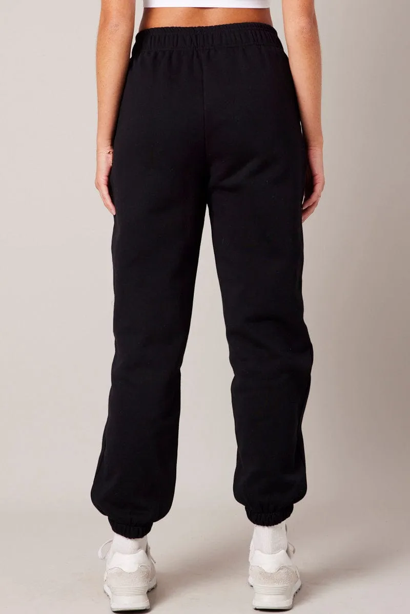 Black Track Pants High Rise sold by Ally Fashion product image thumbnail 5