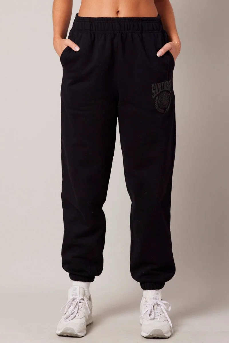 Black Track Pants High Rise sold by Ally Fashion product image thumbnail 3