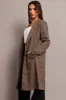 Brown Check One Button Coat Long Sleeve sold by Ally Fashion