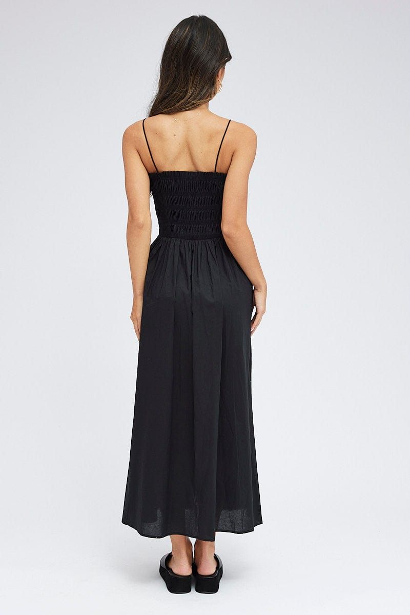 Black Maxi Dress Shirred Bust Poplin sold by Ally Fashion product image thumbnail 5
