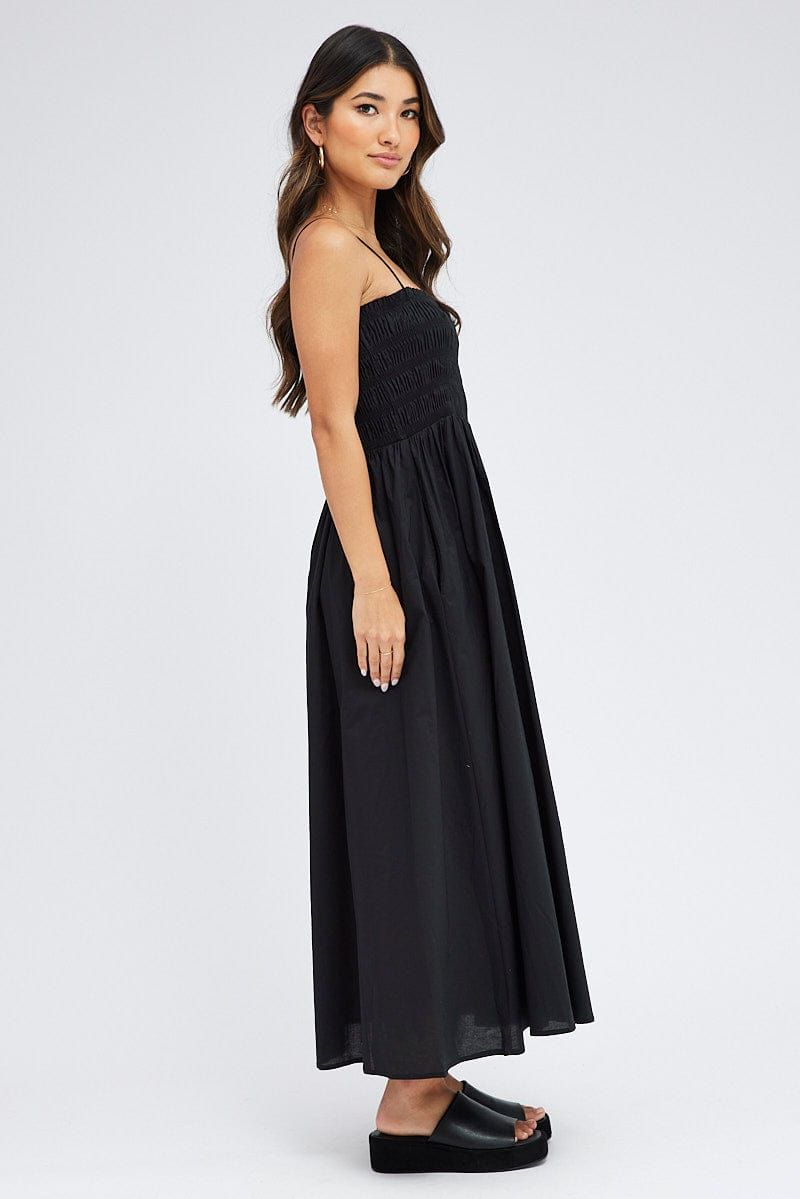 Black Maxi Dress Shirred Bust Poplin sold by Ally Fashion product image thumbnail 4