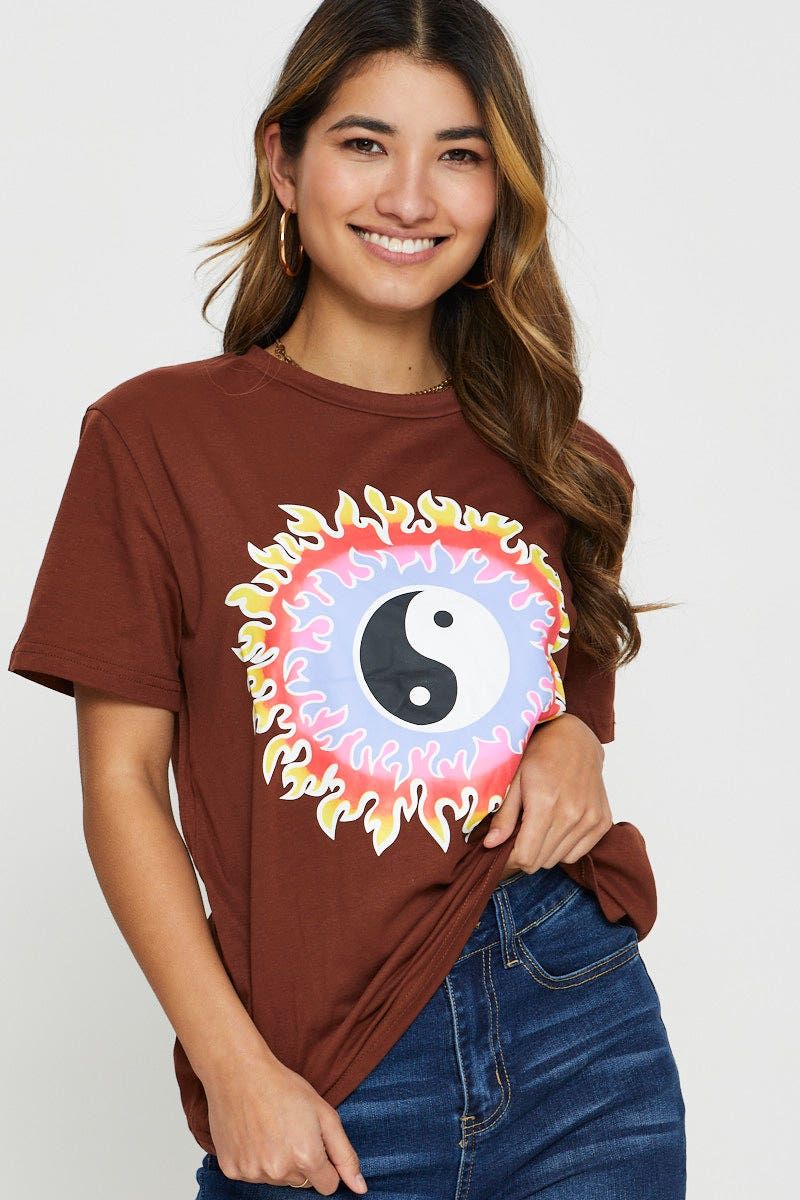 Brown Yin Yang T-Shirt sold by Ally Fashion product image thumbnail 3