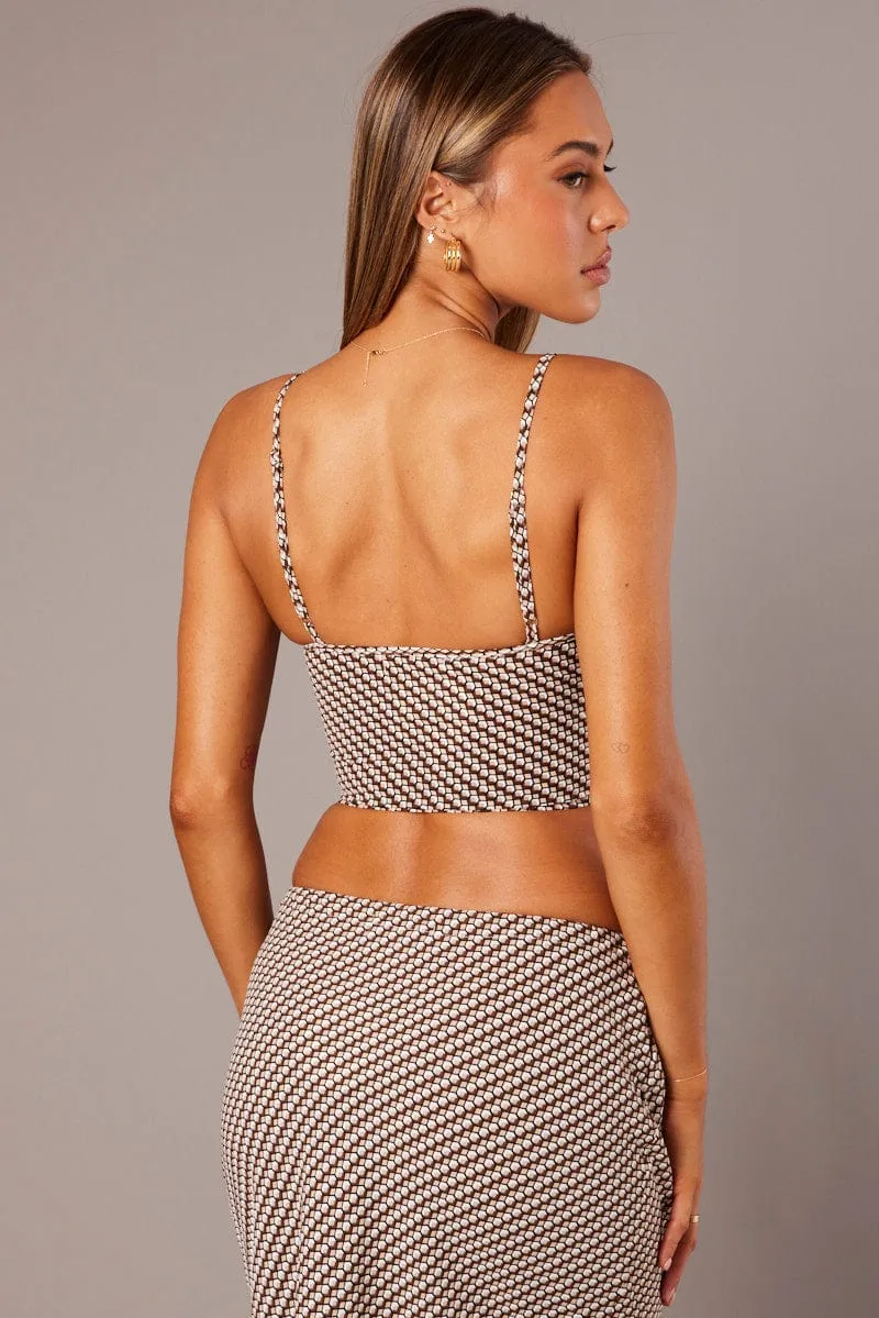 Brown Geo Corset Cami Top Sleeveless sold by Ally Fashion product image thumbnail 5