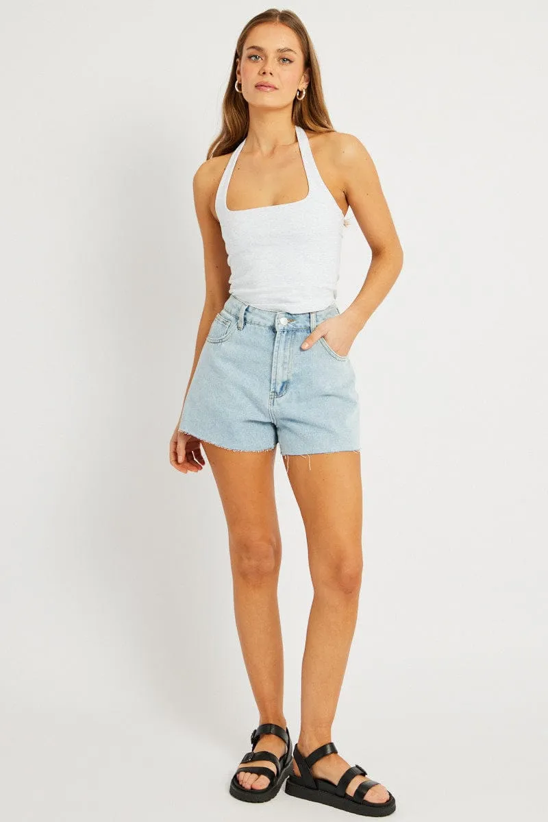 Grey Halter Neck Top Cotton Span sold by Ally Fashion product image thumbnail 2