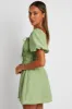 Green Fit And Flare Dress Puff Sleeve Mini sold by Ally Fashion