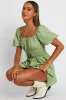 Green Fit And Flare Dress Puff Sleeve Mini sold by Ally Fashion