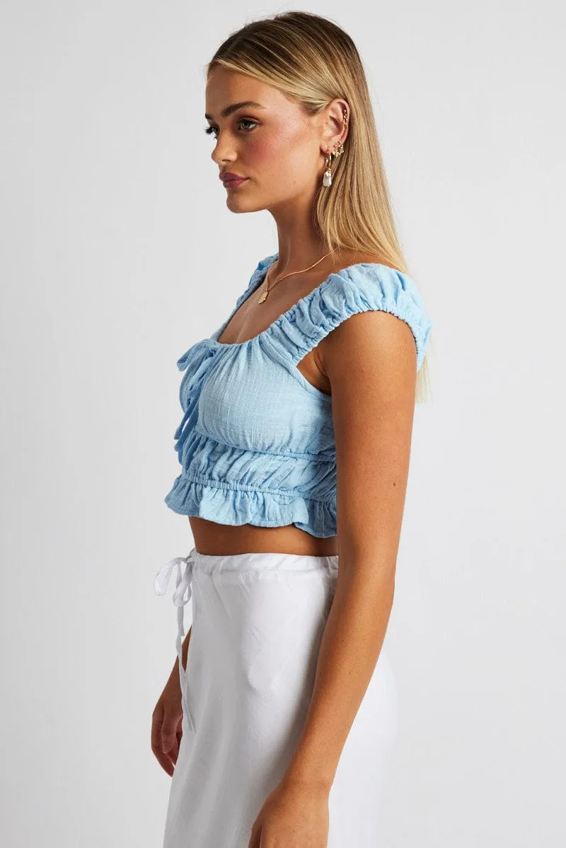 Blue Crop Top Short Sleeve sold by Ally Fashion product image thumbnail 4