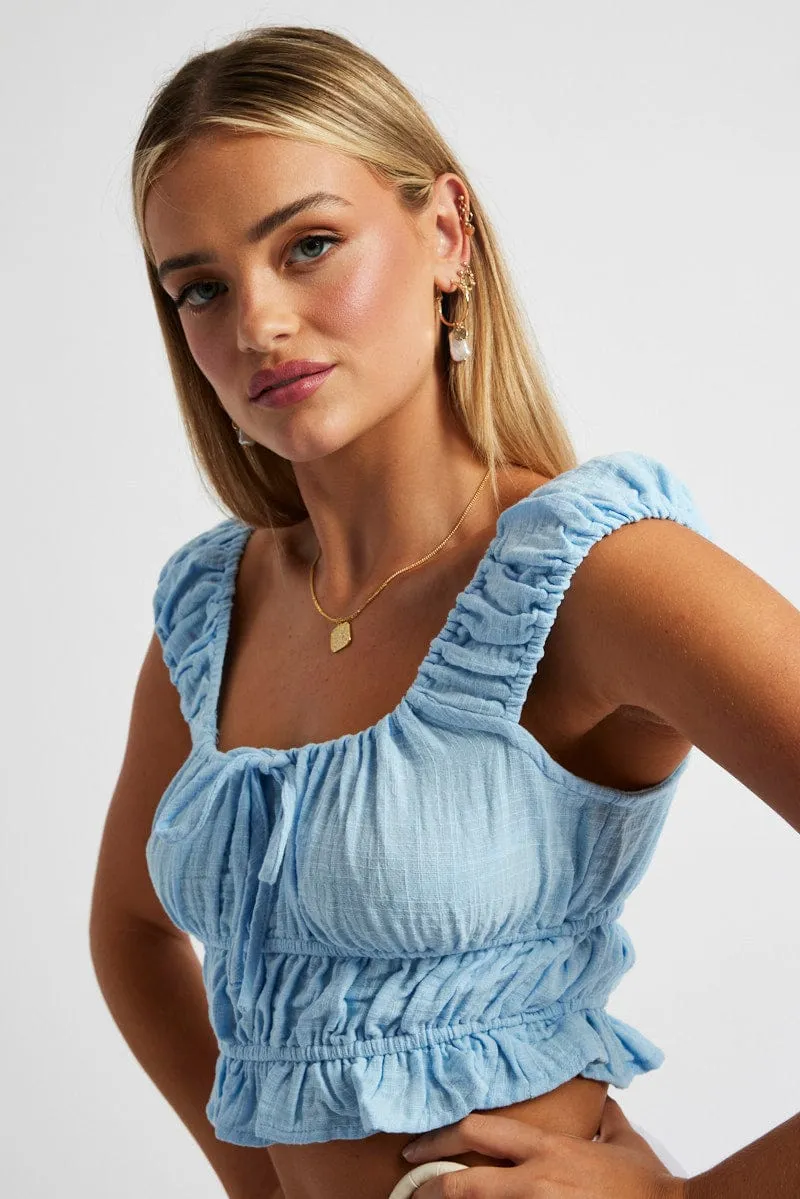 Blue Crop Top Short Sleeve sold by Ally Fashion