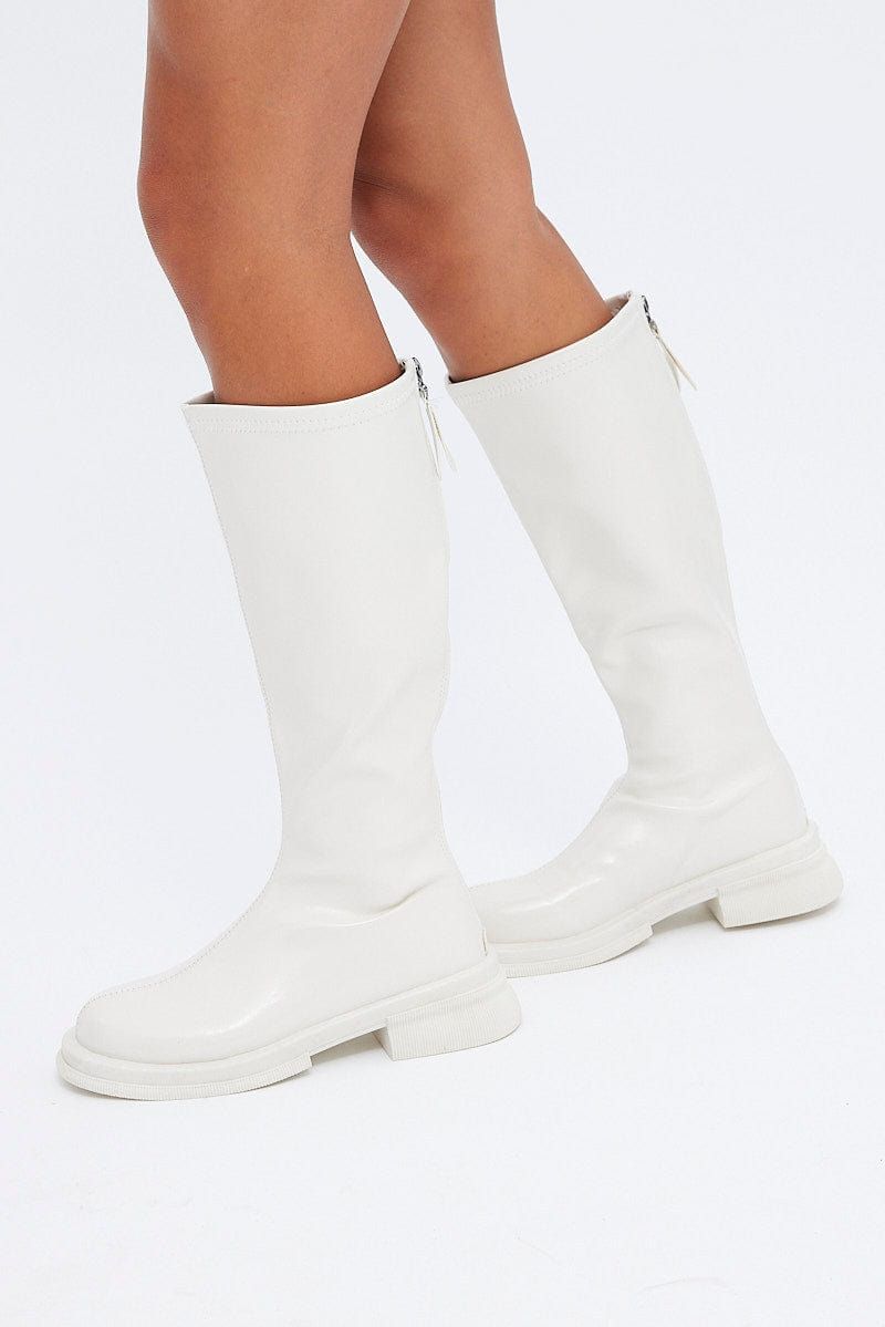 White Knee High Boots sold by Ally Fashion product image thumbnail 2