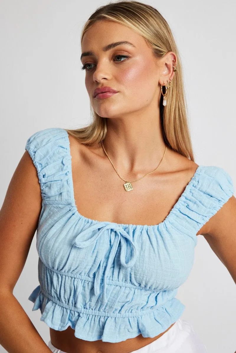 Blue Crop Top Short Sleeve sold by Ally Fashion product image thumbnail 3