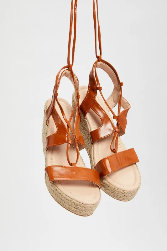 Camel Strappy Wedges sold by Ally Fashion