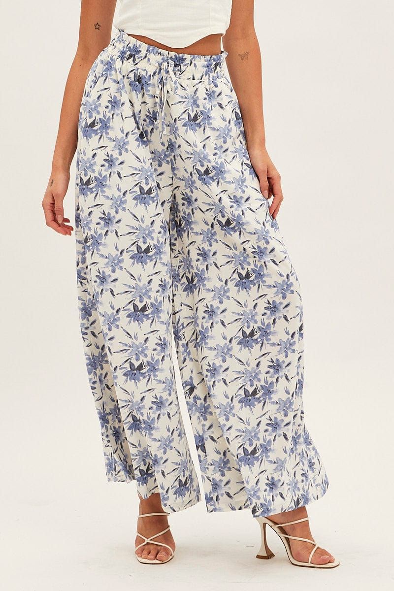 Blue Floral Pant Wide Leg Floral Print sold by Ally Fashion product image thumbnail 2