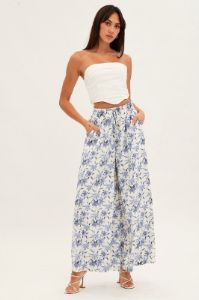 Blue Floral Pant Wide Leg Floral Print sold by Ally Fashion