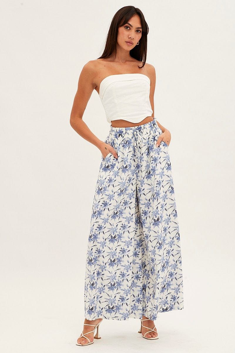 Blue Floral Pant Wide Leg Floral Print sold by Ally Fashion product image thumbnail 3
