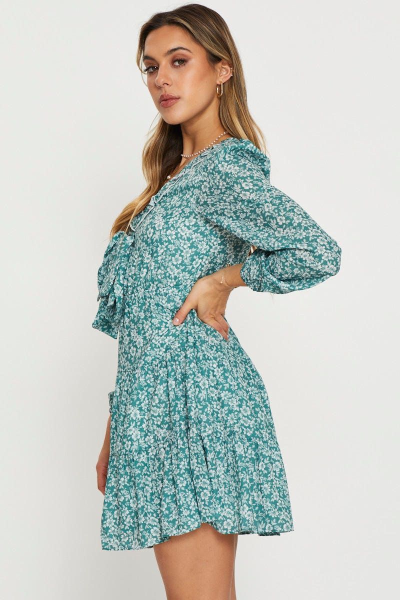 Print Mini Dress Long Sleeve sold by Ally Fashion product image thumbnail 3