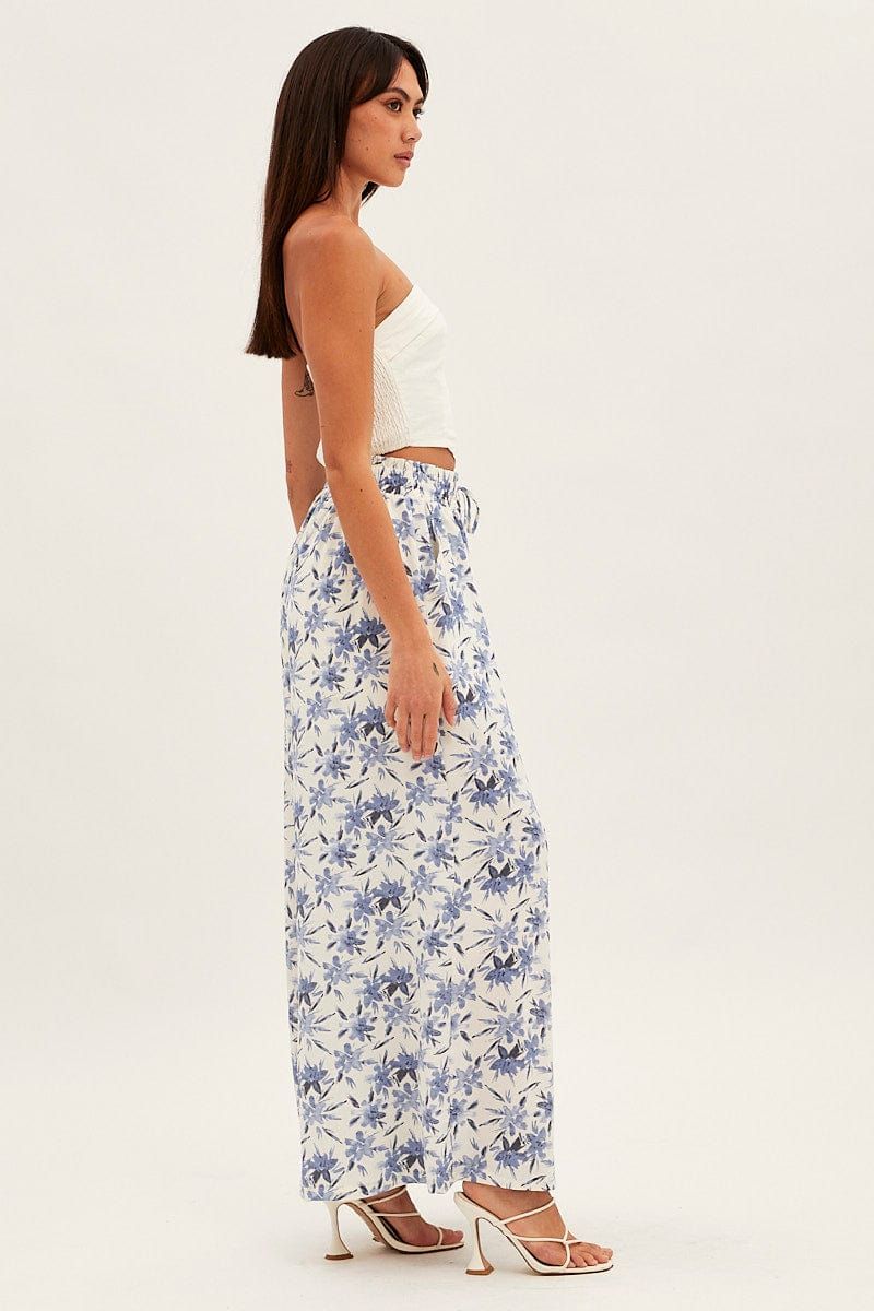 Blue Floral Pant Wide Leg Floral Print sold by Ally Fashion product image thumbnail 4