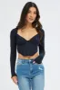 Black Corset Top Long Sleeve Crop sold by Ally Fashion