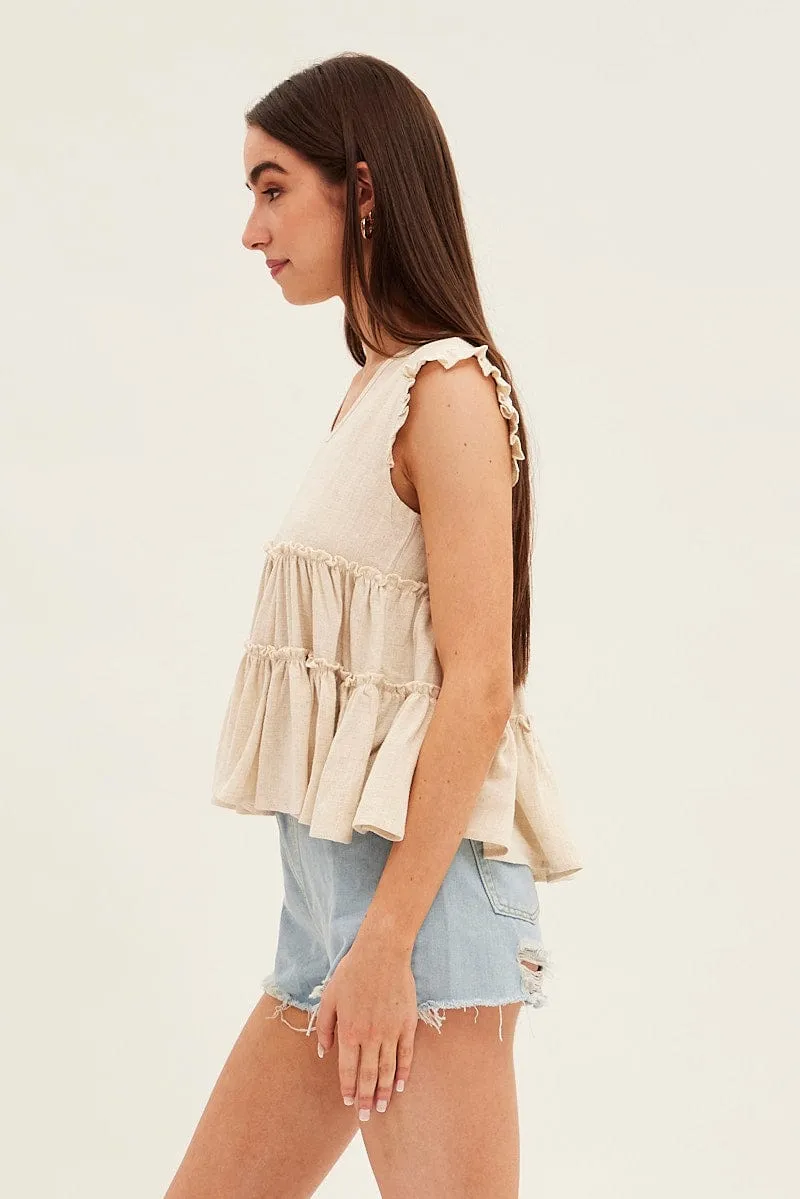 Beige Ruffle Tiered Top sold by Ally Fashion product image thumbnail 4