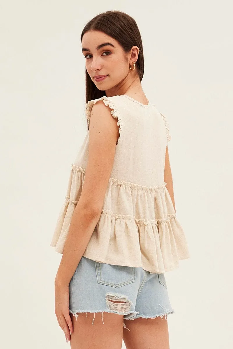 Beige Ruffle Tiered Top sold by Ally Fashion product image thumbnail 5