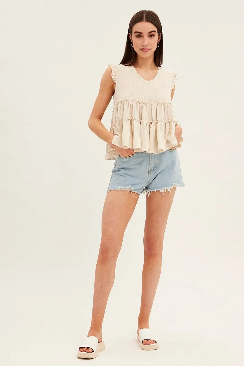 Beige Ruffle Tiered Top sold by Ally Fashion product image thumbnail 2