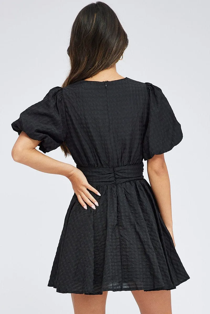 Black Fit And Flare Dress Puff Sleeve Mini sold by Ally Fashion product image thumbnail 5
