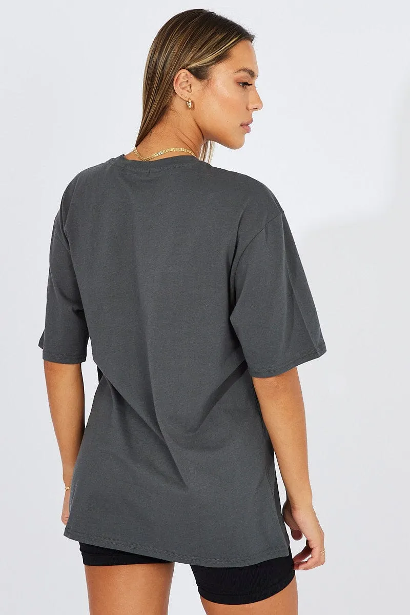 Grey Graphic Tee Short Sleeve sold by Ally Fashion product image thumbnail 5