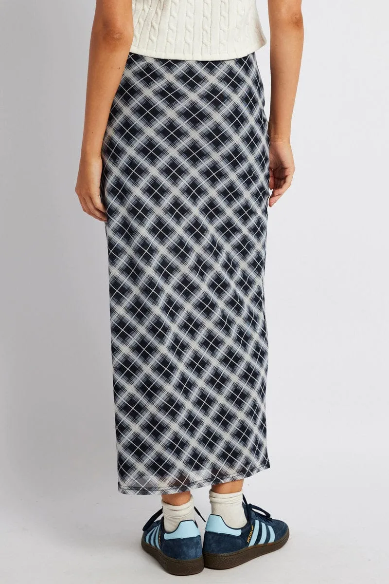 Black Check Maxi Skirt High Rise Mesh sold by Ally Fashion product image thumbnail 5