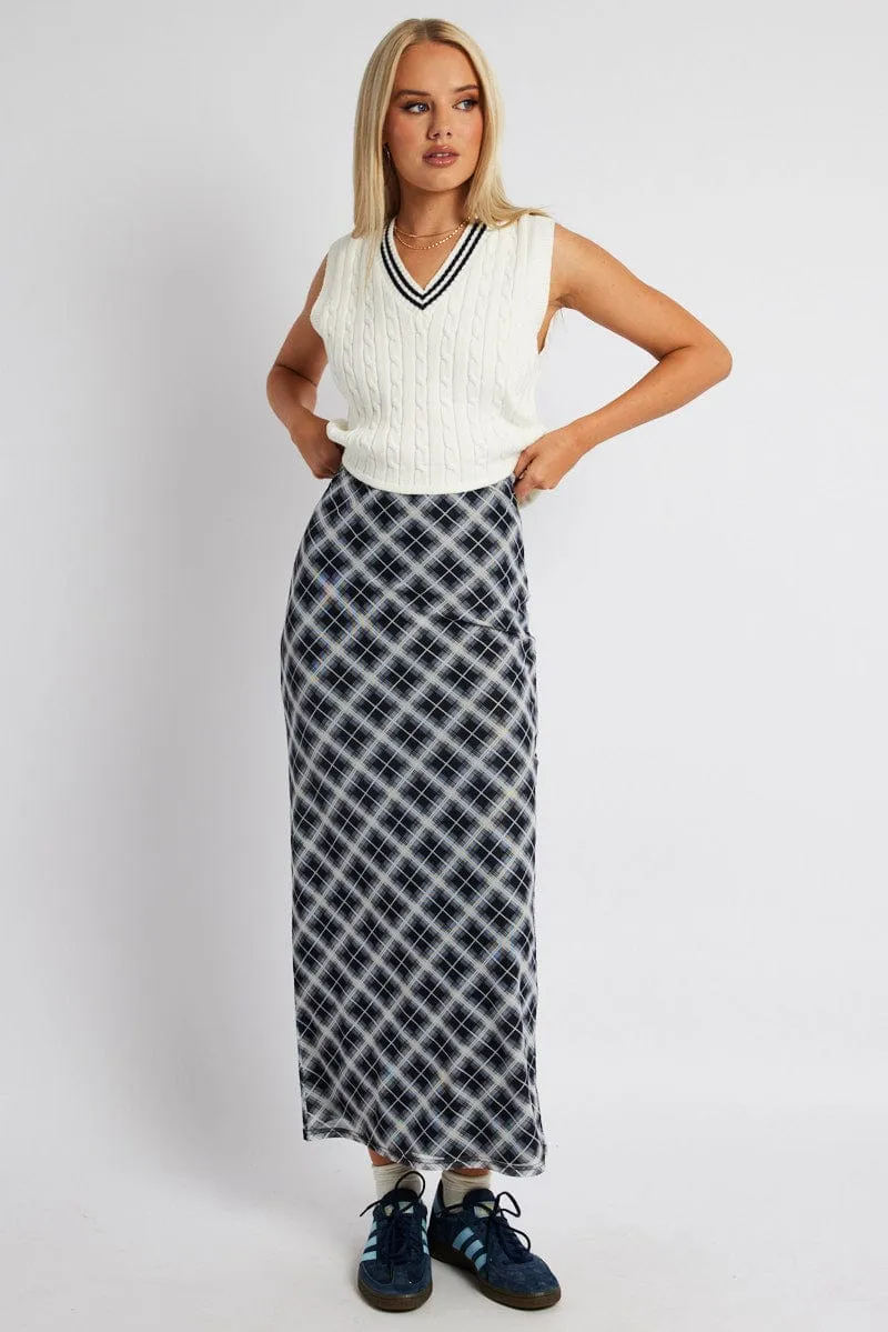 Black Check Maxi Skirt High Rise Mesh sold by Ally Fashion product image thumbnail 3