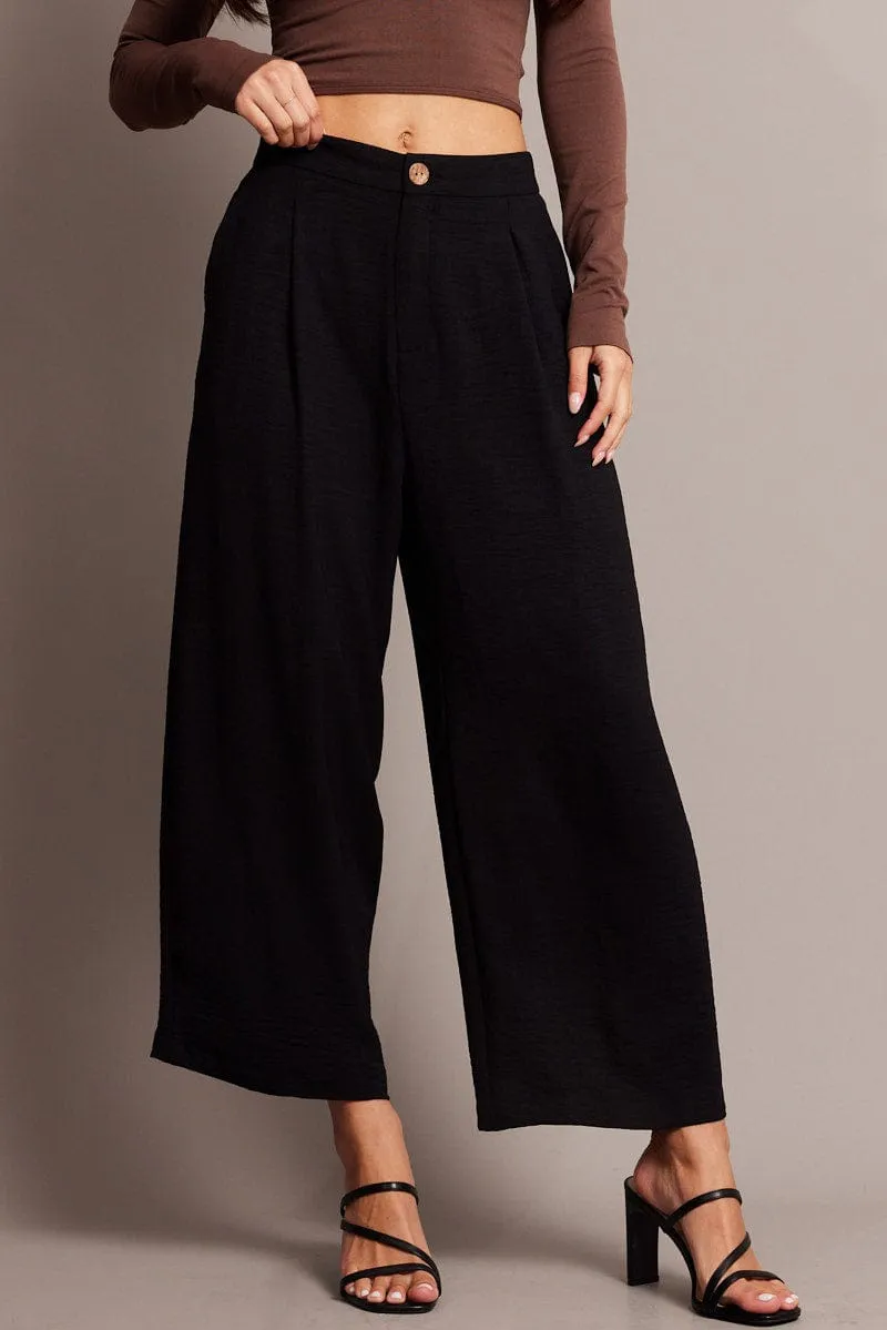 Black Wide Leg Pants Cropped sold by Ally Fashion product image thumbnail 3