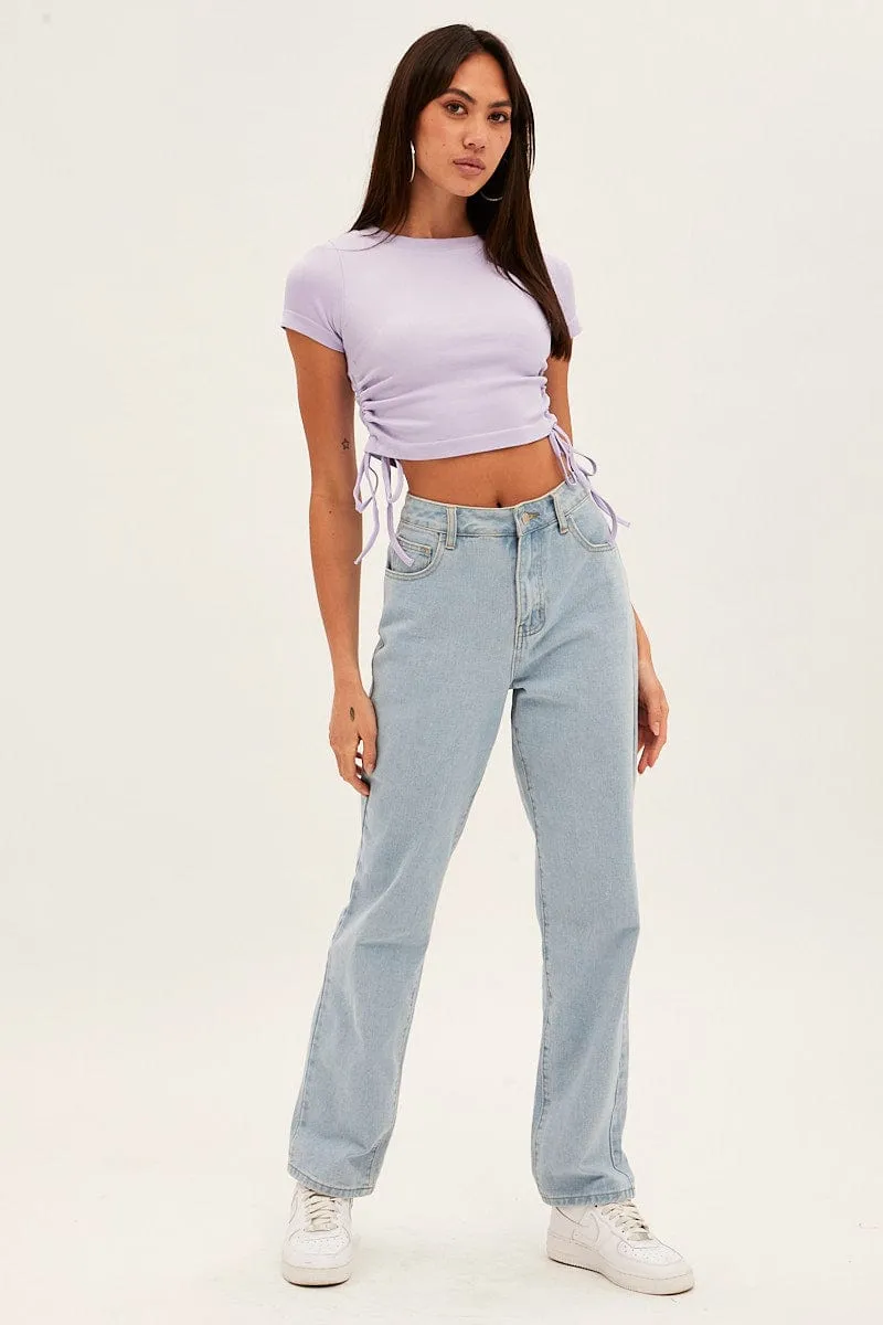 Purple T Shirt Short Sleeve Crew Neck sold by Ally Fashion product image thumbnail 2