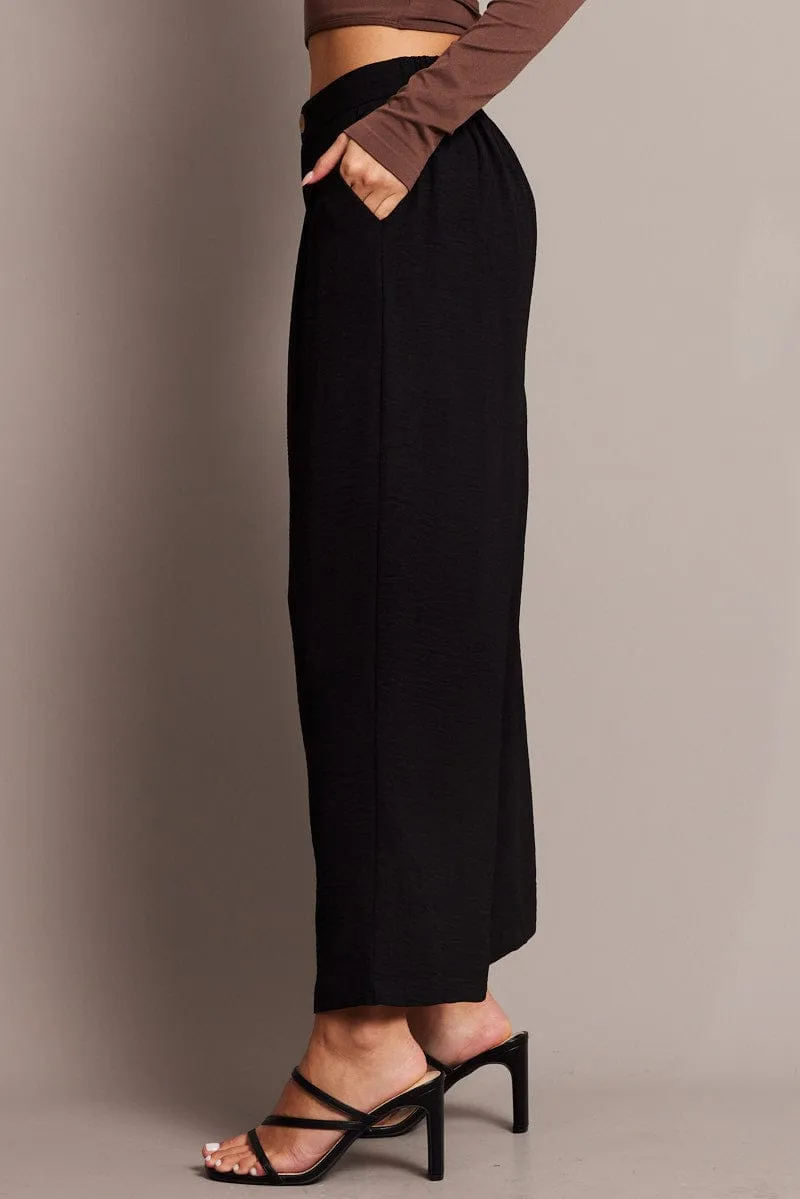Black Wide Leg Pants Cropped sold by Ally Fashion product image thumbnail 4
