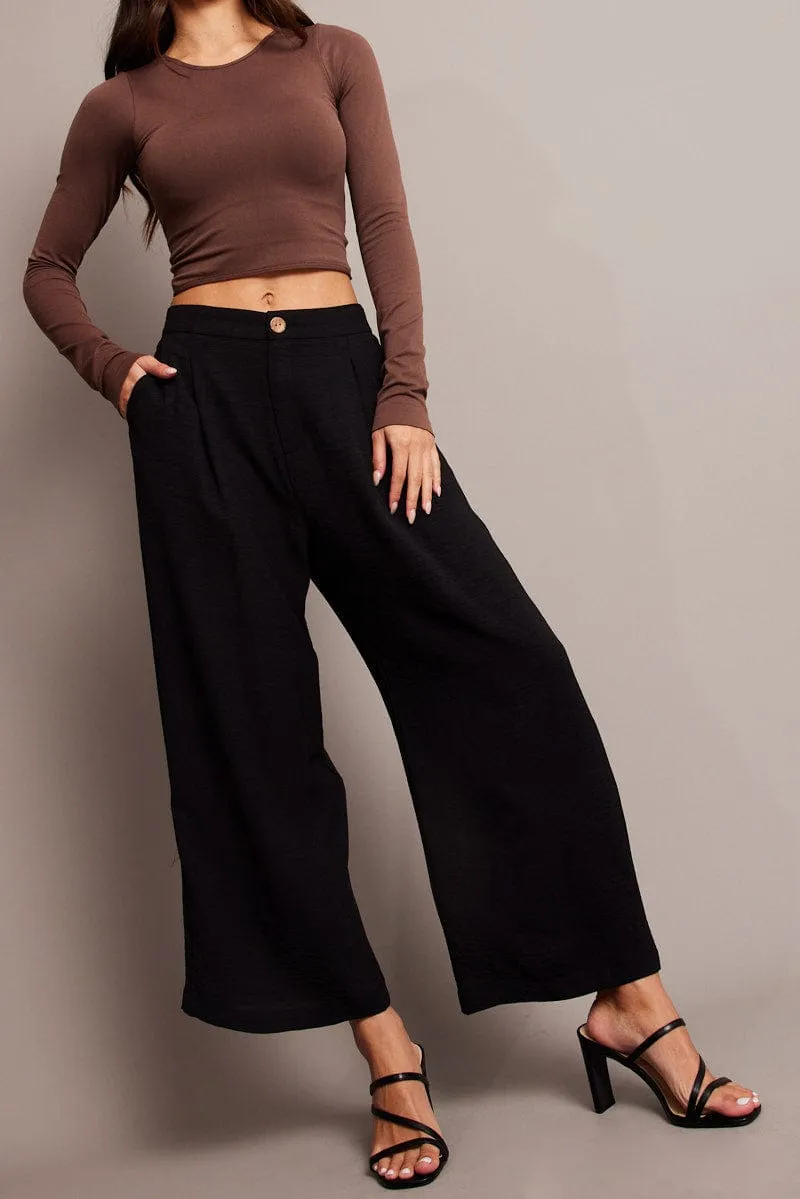 Black Wide Leg Pants Cropped sold by Ally Fashion