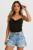 Metallic Metal Circle Buckle Stretched Belt sold by Ally Fashion
