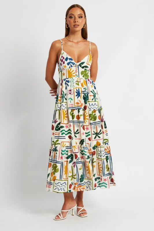 Multi Abstract Maxi Dress Sleeveless sold by Ally Fashion