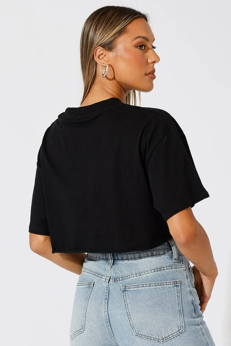 Black Graphic Tee Short Sleeve Crop sold by Ally Fashion product image thumbnail 5