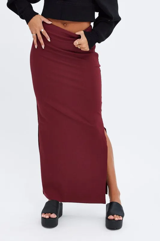 Purple Maxi Skirt Low Rise Ponte sold by Ally Fashion