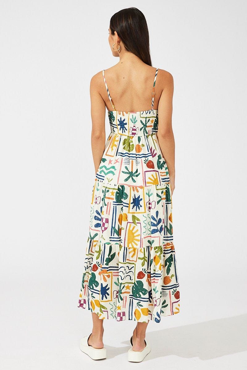 Multi Abstract Midi Dress Sleeveless V-Neck sold by Ally Fashion product image thumbnail 5