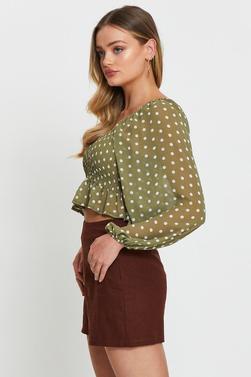 Polka Dot Crop Top Long Sleeve sold by Ally Fashion product image thumbnail 3