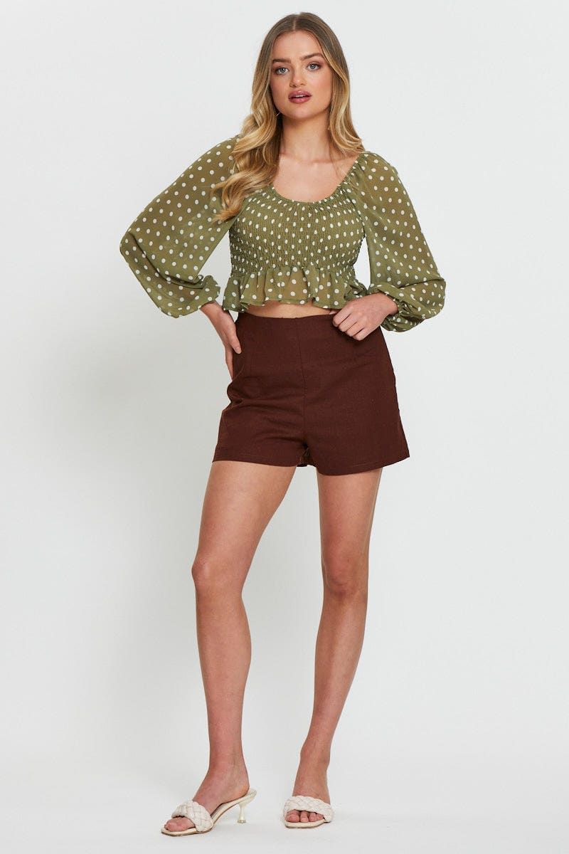 Polka Dot Crop Top Long Sleeve sold by Ally Fashion product image thumbnail 2