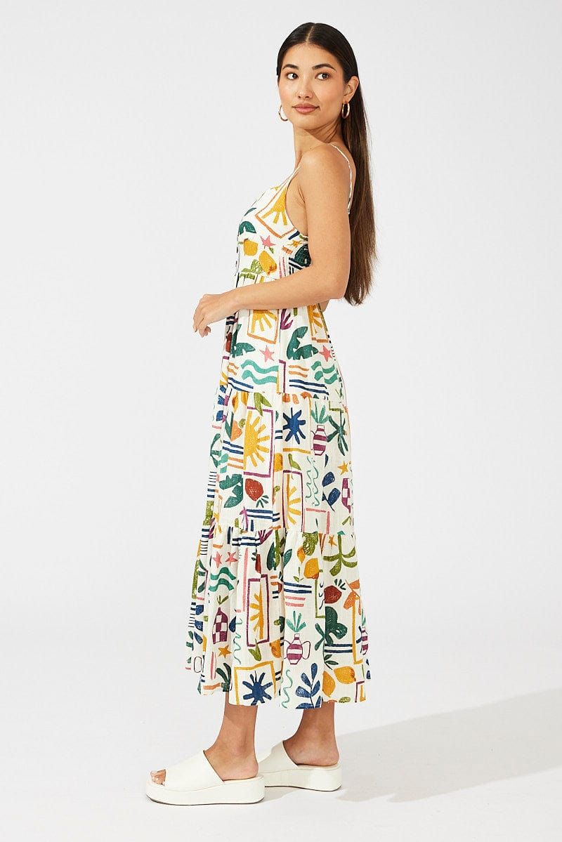 Multi Abstract Midi Dress Sleeveless V-Neck sold by Ally Fashion product image thumbnail 4