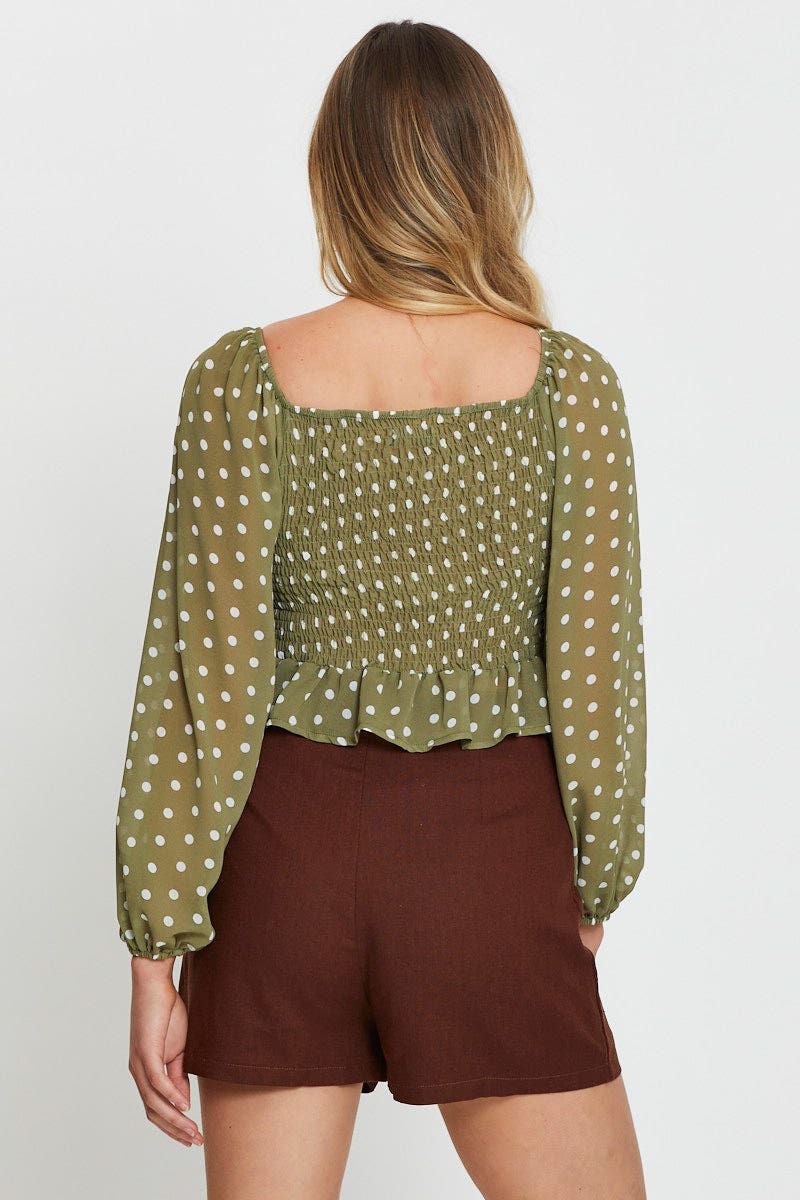 Polka Dot Crop Top Long Sleeve sold by Ally Fashion product image thumbnail 4