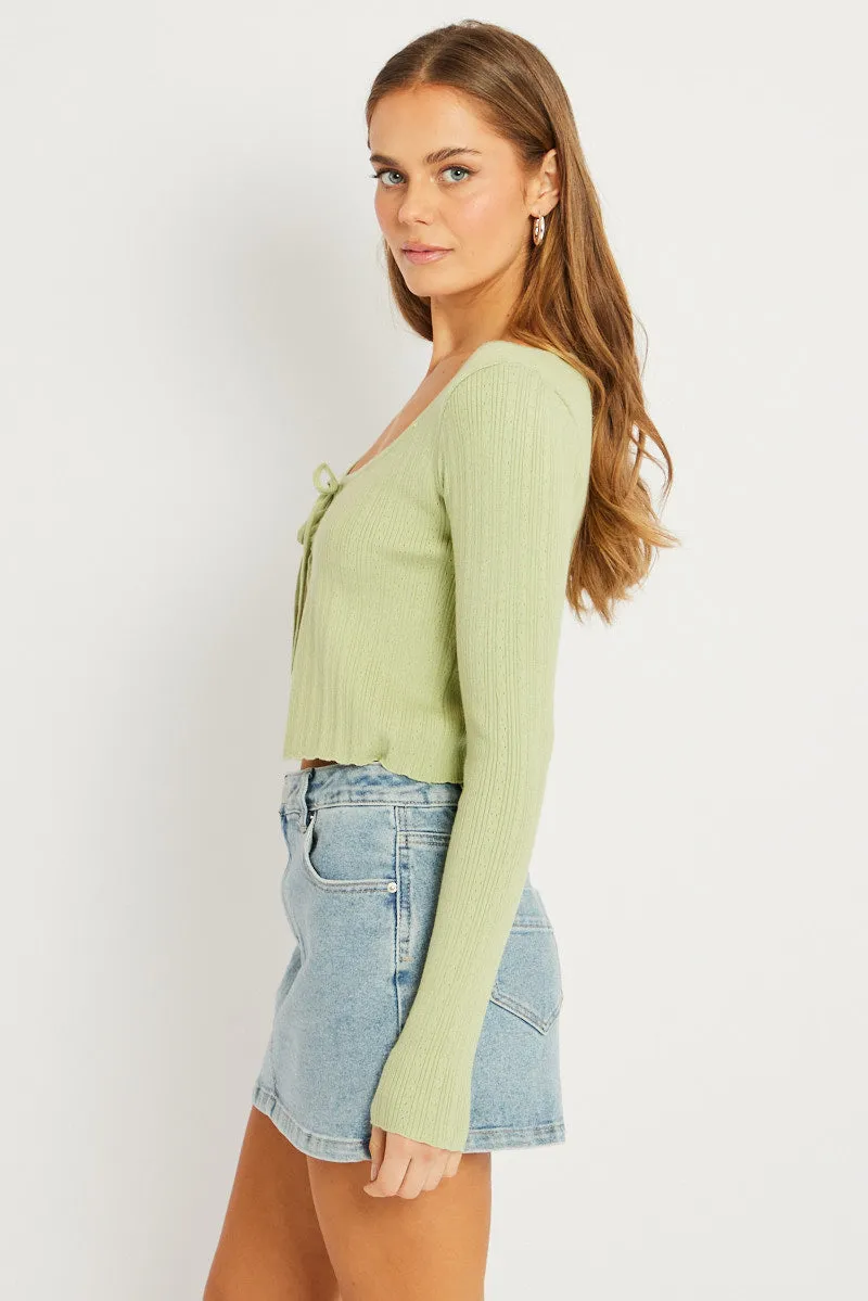 Green Tie Up Cardigan Long Sleeve sold by Ally Fashion product image thumbnail 4