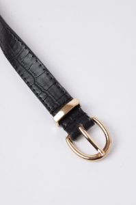 Black Buckle Belt in Faux Croc sold by Ally Fashion