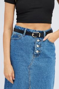 Black Buckle Belt in Faux Croc sold by Ally Fashion