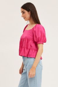 Pink Peplum Top Short Sleeve sold by Ally Fashion