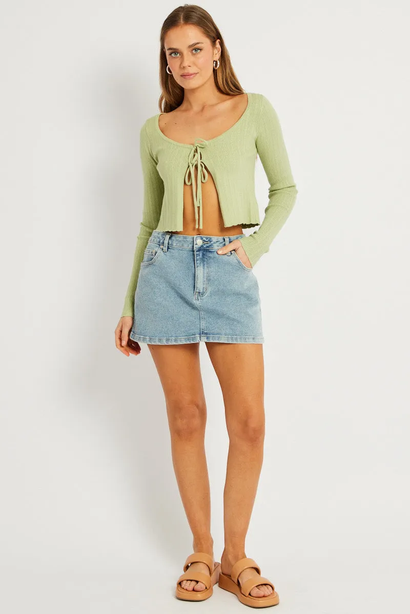 Green Tie Up Cardigan Long Sleeve sold by Ally Fashion product image thumbnail 2