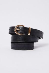 Black Buckle Belt in Faux Croc sold by Ally Fashion