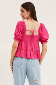 Pink Peplum Top Short Sleeve sold by Ally Fashion
